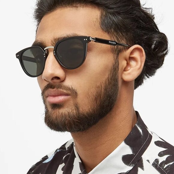 Prada Women Sunglasses Black Green Polarized Oval PR17YS 1AB03R BRAND NEW - Picture 10 of 10